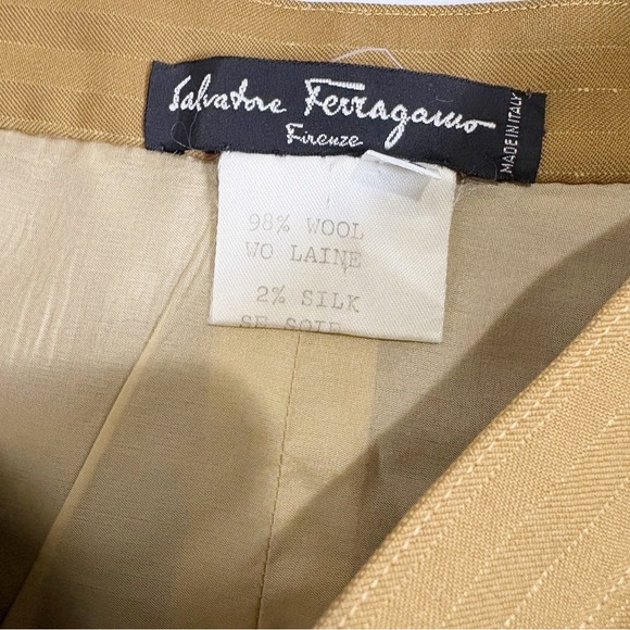 Salvatore Ferragamo Vintage Wool Silk Tiered Box Pleat Midi Skirt Size Small XS - Picture 12 of 16